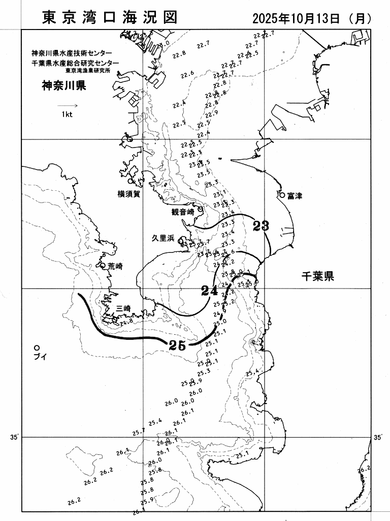 海況図, 東京湾口海況図 検索結果, (水温分布 等を図示)
