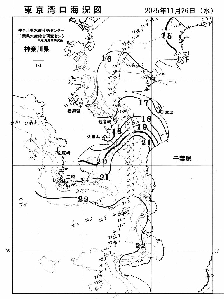 東京湾口海況図＜海況図データベース＜神奈川県水産技術センター