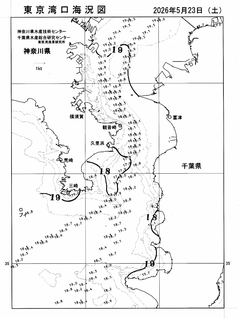 海況図, 東京湾口海況図 検索結果, (水温分布 等を図示)