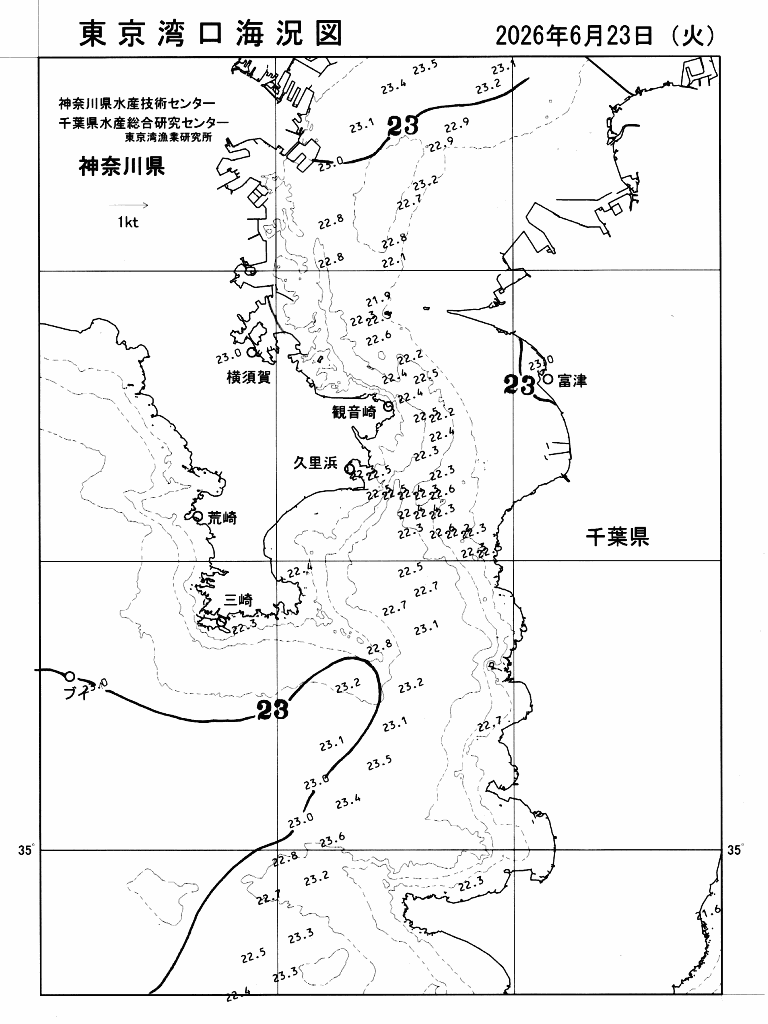 海況図, 東京湾口海況図 検索結果, (水温分布 等を図示)