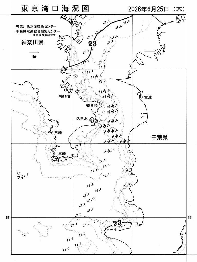 海況図, 東京湾口海況図 検索結果, (水温分布 等を図示)